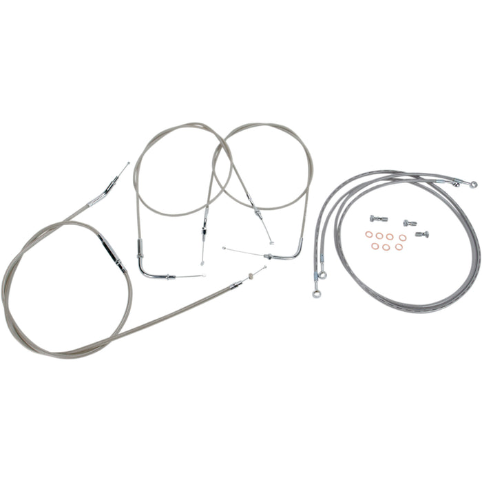 BARON 0650-1013 BA-8022KT-16 Stainless Handlebar Cable/Line Kit 15" - 17" - '04 - '07 roadstar