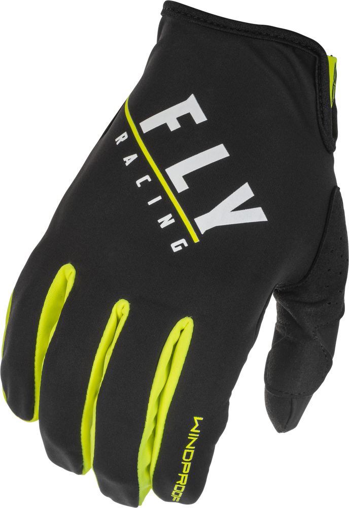 Fly Racing Windproof Gloves Black HI-VIS SZ 10