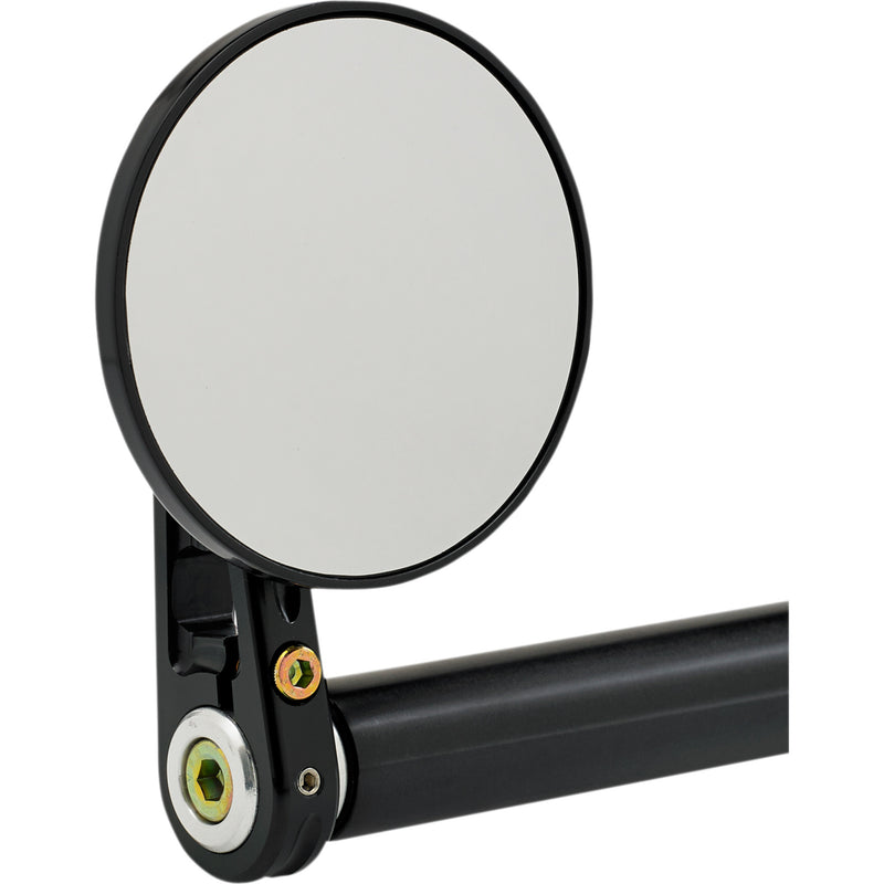 Joker Machine Bar End Mirror Side View Round Black Straight 3-1/4" - 09-313-DB
