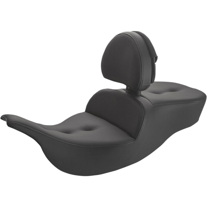 SADDLEMEN 0801-1393 897-07-181BR Roadsofa™ Pillow Top Seat - With Backrest - Black