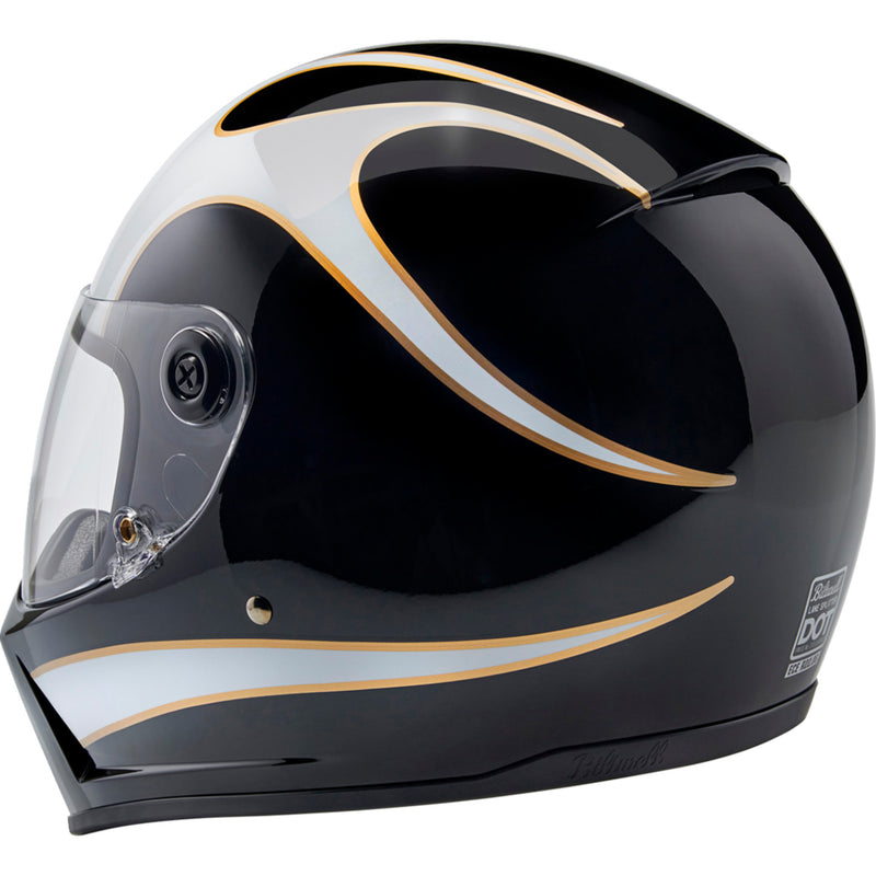 BILTWELL Lane Splitter 22.06 Helmet Gloss - Black/White Flames