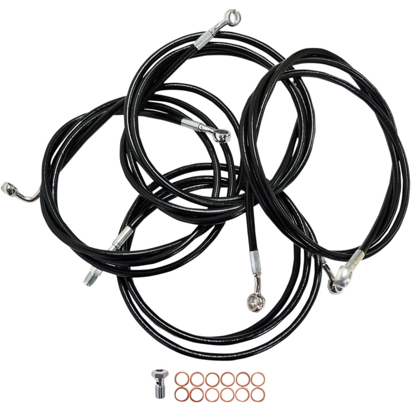 LA Choppers Standard Black Vinyl Handlebar Cable Brake Line Kit — Ape Hanger 18"-20" Ape Hangers - LA-8052KT-19B For Harley Touring 2014-2016