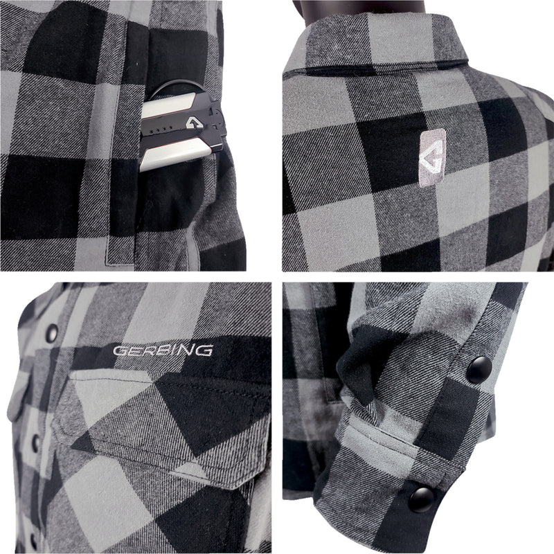 GERBING HEATED CLOTHING 7 V Battery Flannel Shirt Gray/Black