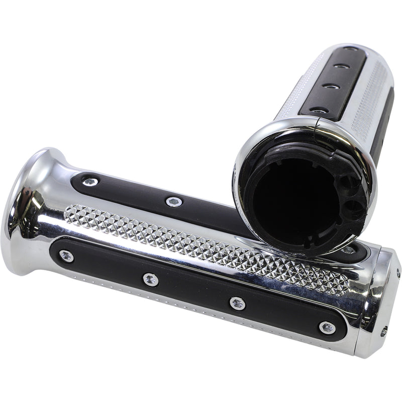 (OPEN BOX) Kuryakyn Heavy Industries Grips Chrome - KUR6120 For Harley Motorcycles 1980-2021