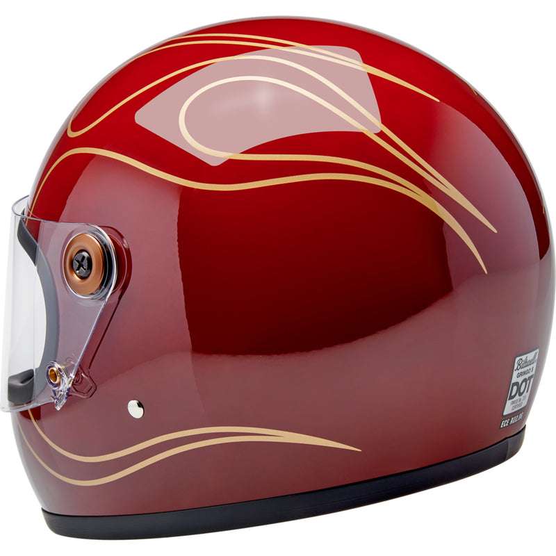 BILTWELL Gringo S Helmet Flames - Gloss Garnet Red