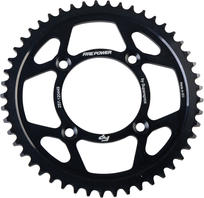Fire Power Rear Sprocket Steel 49T Black - FPS-1204-49-BLK Honda XR100R / CRF100F / CRF125F / CRF125FB 1985-2024