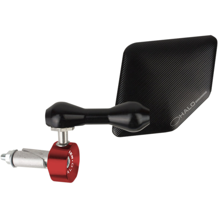 DRIVEN RACING 0640-1073 DHBML-RD Halo Stainless Steel Bar End Mirror Halo Mirror - Red - Left