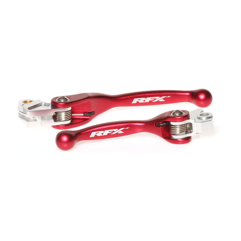 RFX Flexible Lever SET RED - FXFL 30100 55RD For Kawasaki Dirt Bikes 2000-2025 | Suzuki RMZ 250 / RMZ 450 2007-2025