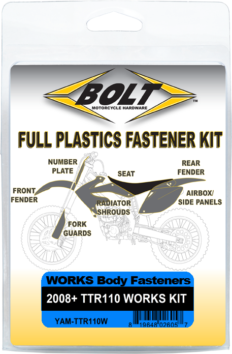 Bolt Works Body Work Fastener Kit Yamaha TTR110 - YAM-TTR110W Yamaha 110 2008-2025