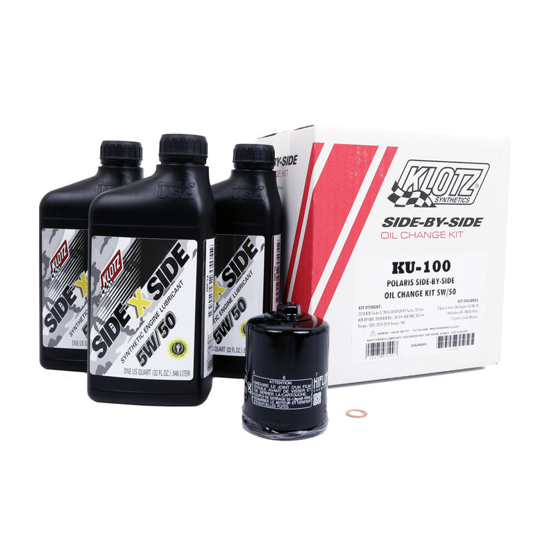 Klotz Oil Sidexside OIL Change Kit 5W50 W OIL Filter POL - KU-100 Polaris UTVs 2013-2023