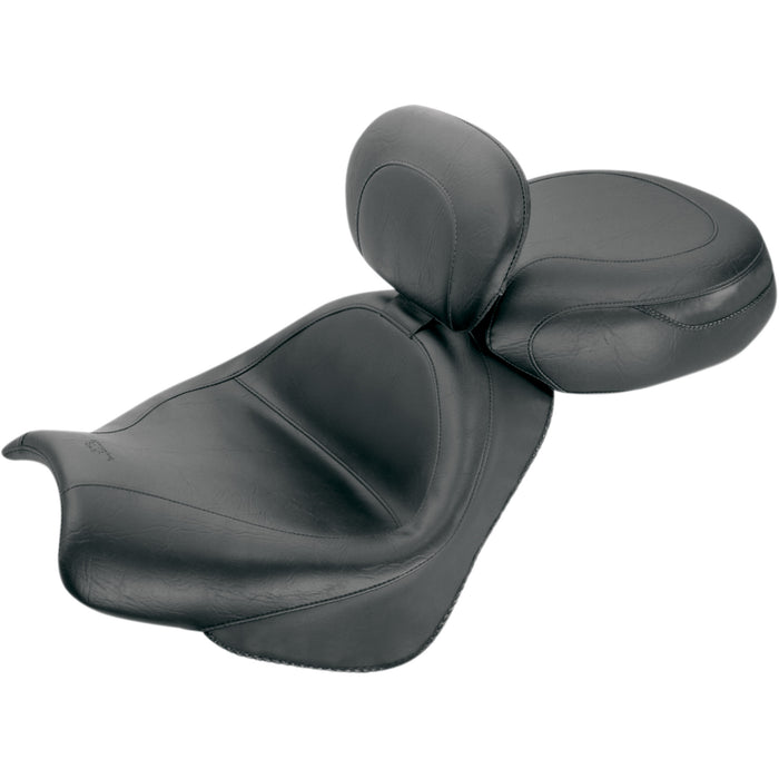 MUSTANG 0810-0497 79341 Vintage Wide Touring Seat With Driver Backrest Seat - Vintage - Wide - Touring - With Driver Backrest - Two-Piece - Smooth - Black - VTX18