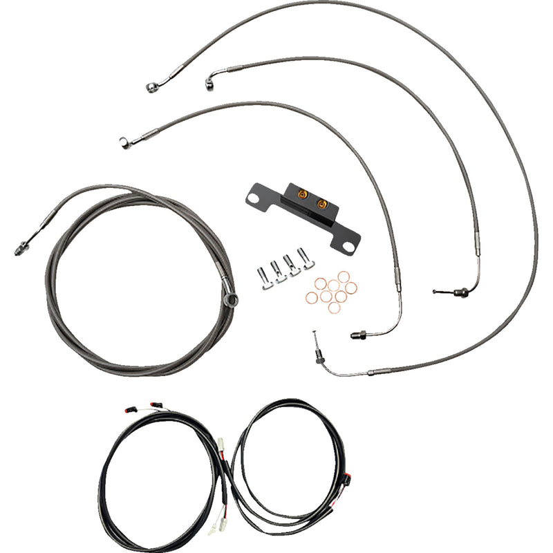 LA Choppers Complete Plug-And-Play Cable Kit Stock Handlebars ABS Stainless - LA-8056KT3-08 For Harley Touring 2021-2022