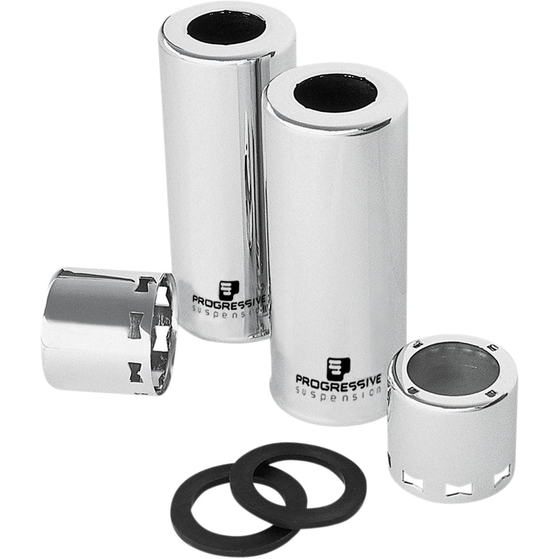 Progressive Suspension Chrome Shock Cover Kit Chrome - 30-5027C For Harley Motorcycles 1966-2016