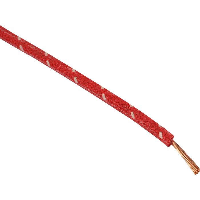 NAMZ 2120-1265 NCBW-29 Fabric-Braided Hook-Up Wire 25' Cloth-Braided Wire Spool - 16 Gauge - Red/White
