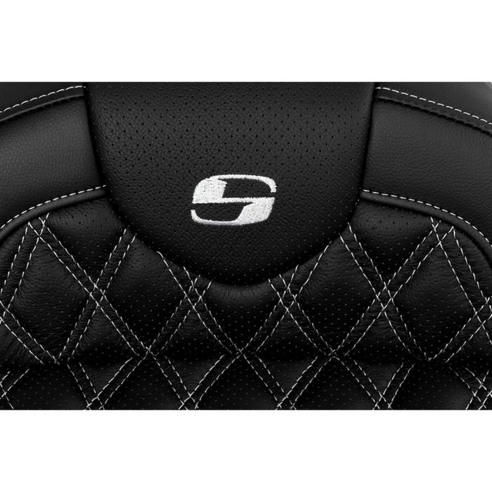 SADDLEMEN 0801-1610 A808-07R-182SIL Roadsofa™ Lattice Stitch Seat-with Backrest - Silver Stitch - FL 08-24