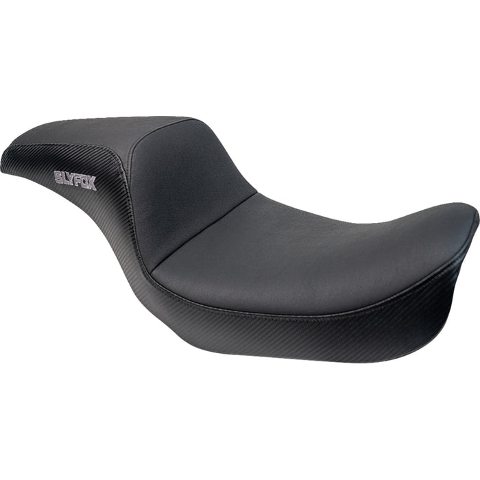 SLYFOX 0803-0747 4883B-slyfox The Drifter Seat - Gray Logo - Black Vinyl w/ Slipstop - Carbon Fiber - Dyna '96-'03