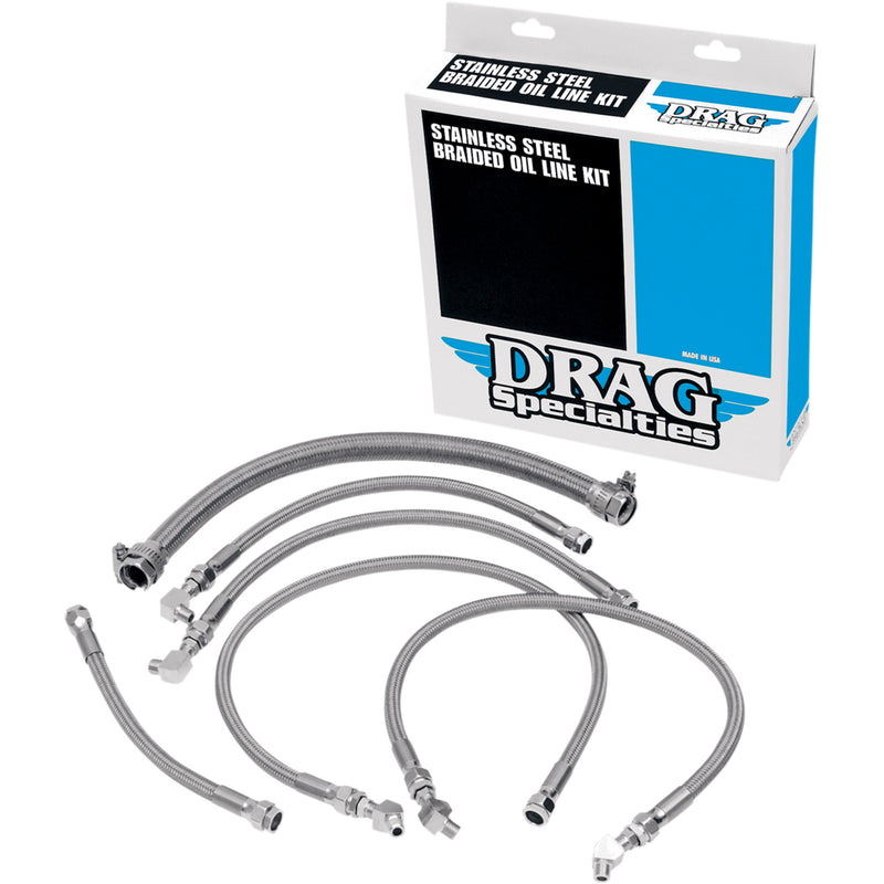 Drag Specialties Stainless Steel Braided Oil Line Kit Softail For Harley Softail 1990-1992