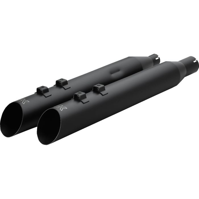 KHROME WERKS 1801-1865 40FSL-1012-BLK HP-Plus® Slip-On Mufflers 4" - m8 - slash up with ripper baffle - black