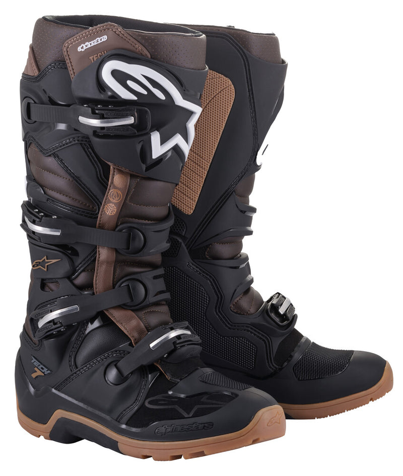 Alpinestars 482-29211 2012114-1089-11 TECH 7 ENDURO BOOTS BLACK/DARK BROWN SZ 11