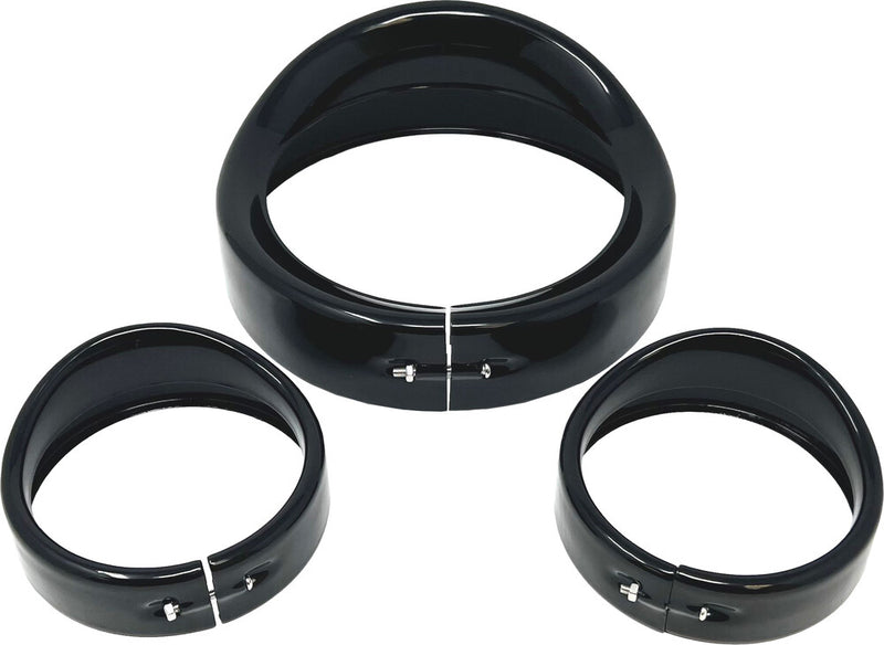 Letric Lighting Co 850-09201 LLC-7HPB-BK 7" GLOSS BLK HEAD/PASS LIGHTS FRENCHED VISOR KIT