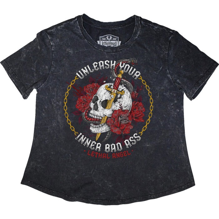 LETHAL THREAT 3031-4206 LA70208XL Women's Unleashed Skull T-Shirt gray - xl