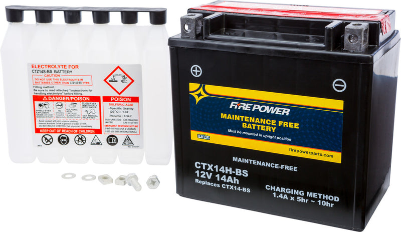 Fire Power Battery Maintenance Free - CTX14H-BS For BMW Motorcycles 2005-2014 | Kawasaki Motorcycles 1993-2019