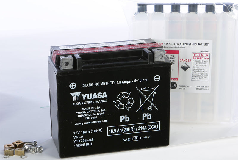 Yuasa Battery YTX20H-BS Maintenance Free - YUAM62RBH For Harley 1980-1996 | Indian 2009-2013