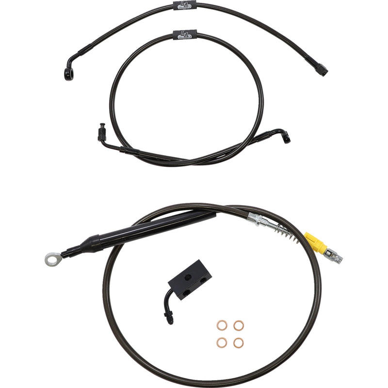 LA Choppers Standard Midnight Braided Handlebar Cable Brake Line Kit — Ape Hanger 15"-17" Ape Hangers - LA-8155KT-16M For Harley Softail 2018-2022