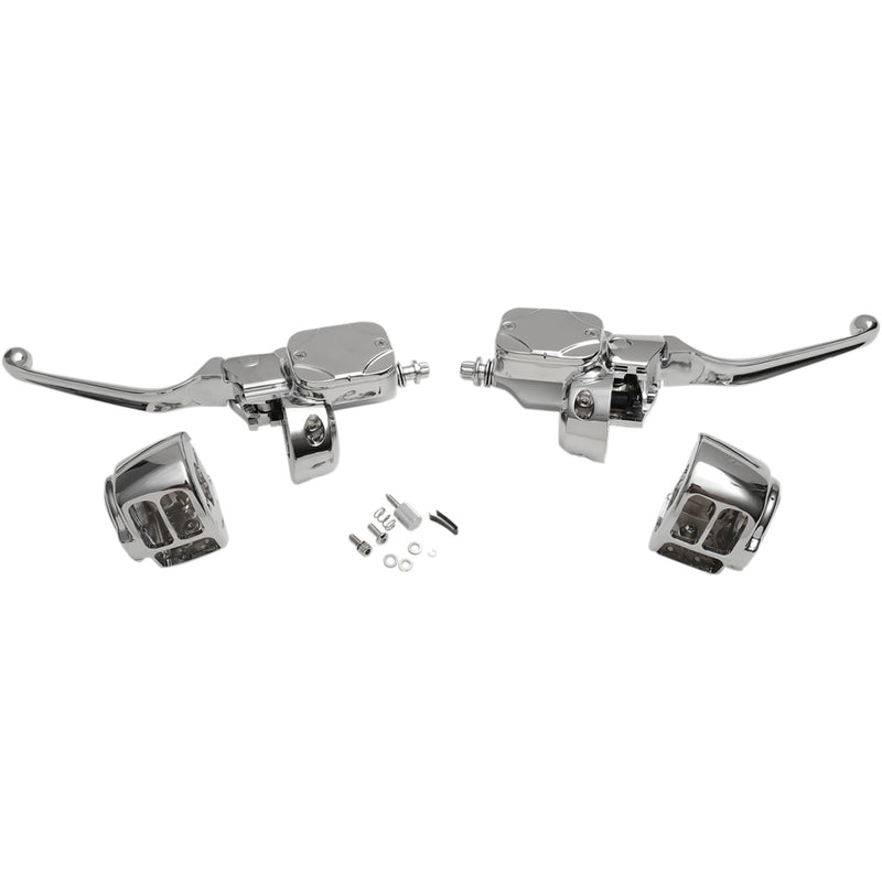 Drag Specialties Handlebar Control Kit — Hydraulic Clutch Chrome For Harley Motorcycles 1996-2007