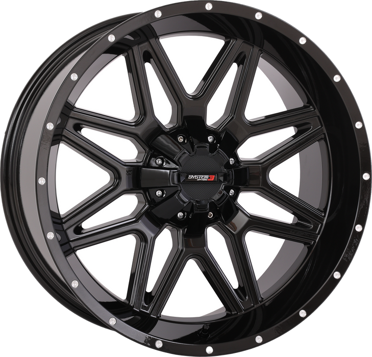 System 3 3-207335 20S3-7335 ST7 WHEEL 20X9 5+4 (0MM) 4/137 & 4/156 GLOSS BLACK