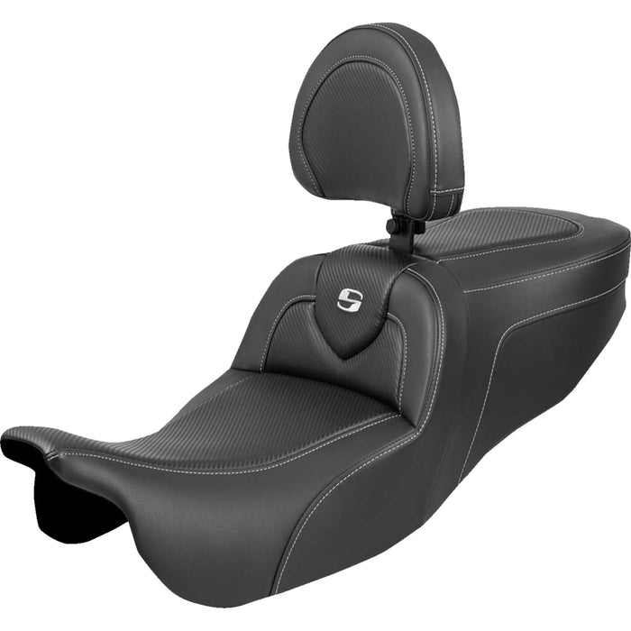 SADDLEMEN 0801-2141 815-07-185BR RoadSofa™ Seat with backrest - carbon fiber - flrt/fltrt '15-'25
