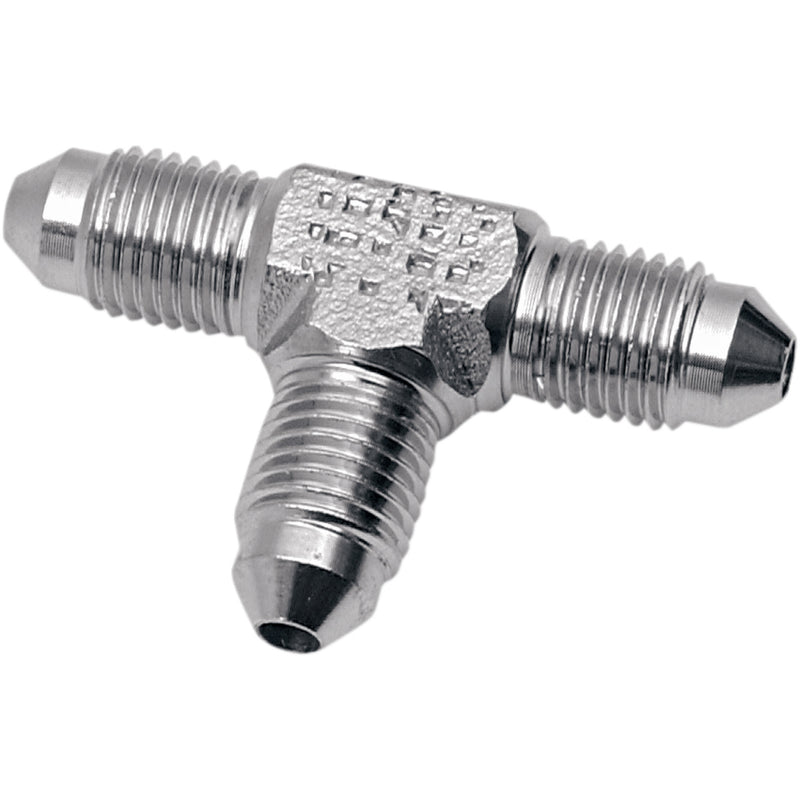 DRAG SPECIALTIES DS098298 Chrome Steel Brake Line Fitting #3 Male Fitting - Tee Adapter