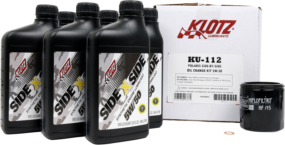 Klotz Oil 842-0177 KU-112 POLARIS SXS 6QT SYNTHETIC OIL CHANGE KIT