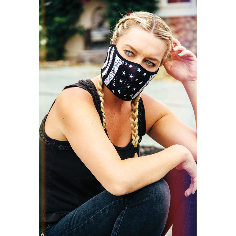 ZAN HEADGEAR 2503-0279 WNFM091H Neoprene Half Mask Half Mask - Black/White Flag