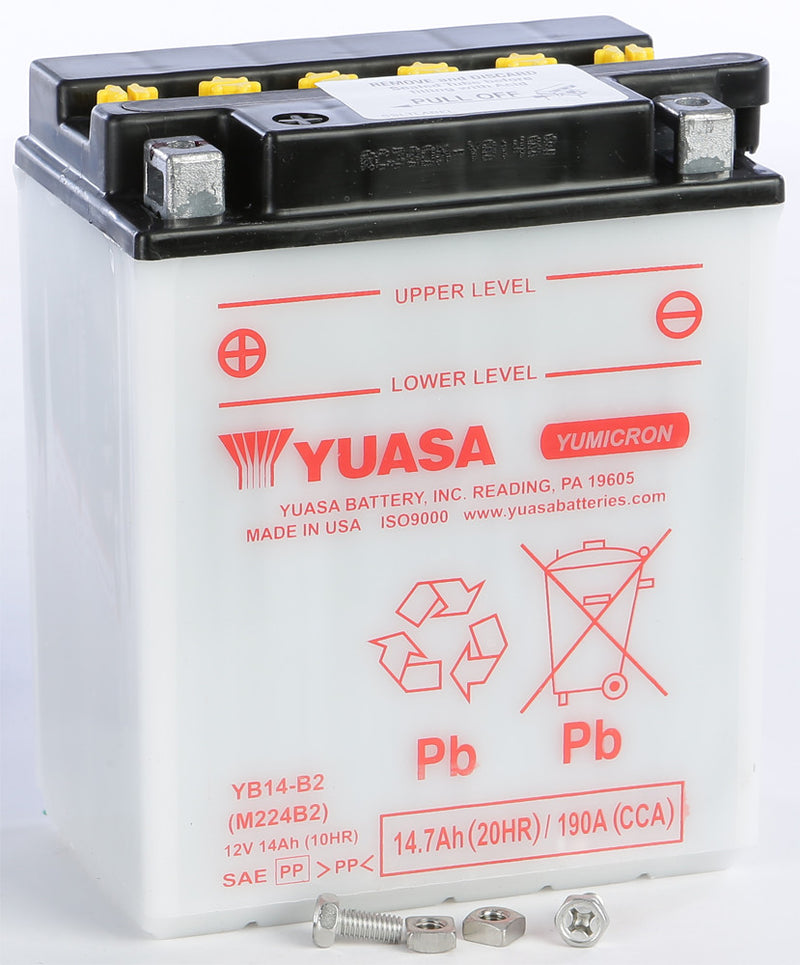 Yuasa Battery YB14-B2 Conventional - YUAM224B2IND Honda VT800C Shadow 1988