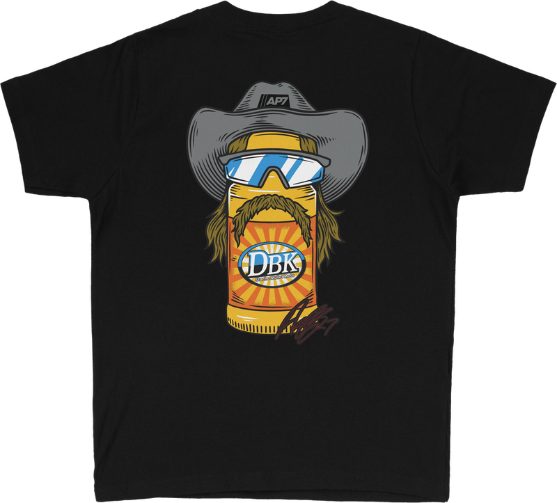 Dbk 325-00026YL YTAP-STACHEMULL-L STACHE MULLET MOTO YOUTH TEE BLACK YL
