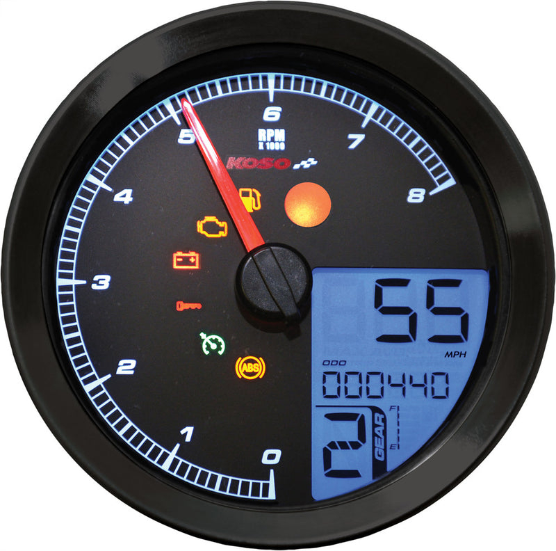 Koso North America Speedo Tach Black Bezel LCD Color Change Display - BA051231 For Harley Dyna 2011-2022