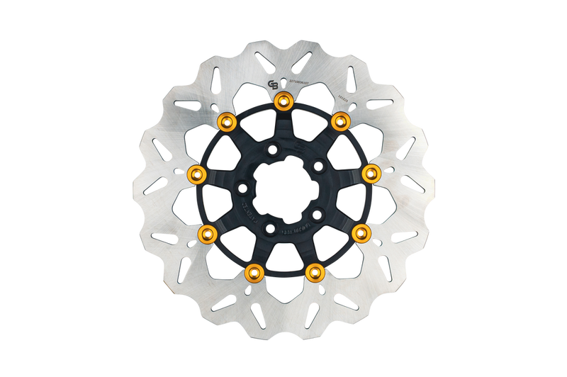 Gbrakes 17-DU073 GBDU073 ROTOR 11.8" FLOATING WAVE FR BLACK/GOLD BUTTONS