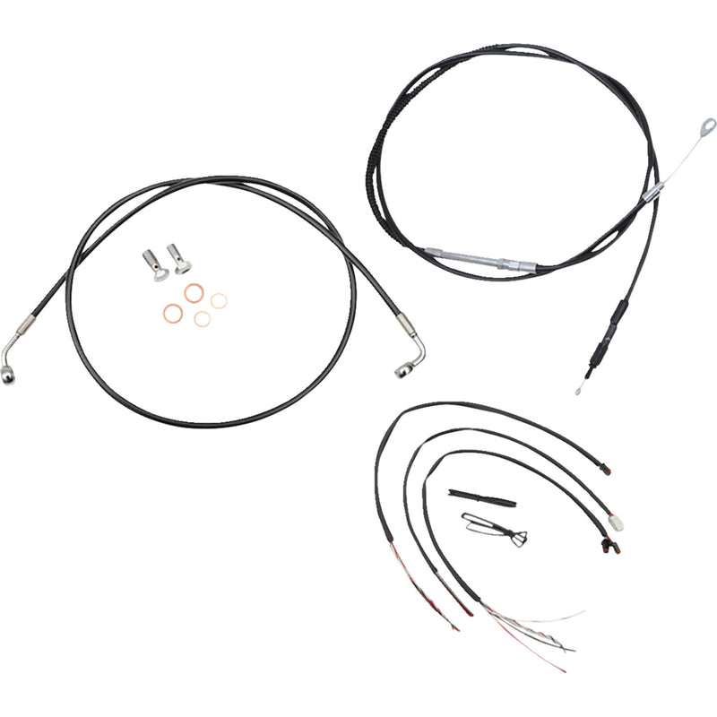 LA Choppers Complete Black Vinyl Braided Handlebar Cable Brake Line Kit 12"-14" Handlebars - LA-8156KT2-13B For Harley Softail 2018-2022