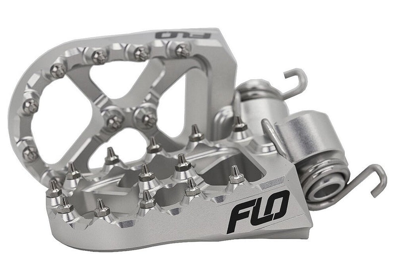 Flo Motorsports FLO Footpeg LOW Silver Yamaha 10MM Back 12MM Down - LOW-793S For Sherco Dirt Bikes 2014-2025 | Yamaha Dirt Bikes 1999-2026