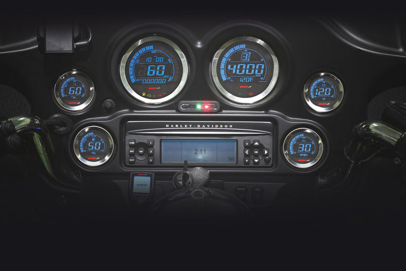Koso North America HD-02 Series Gauge Kit Silver Bezel OIL Temp - BA050905 For Harley Touring 2004-2013