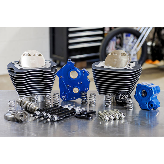 S&S CYCLE 0904-0114 310-1227 129" Power Package Engine Performance Kit - Gear Drive - Oil Cooled - Highlighted Fins - M8
