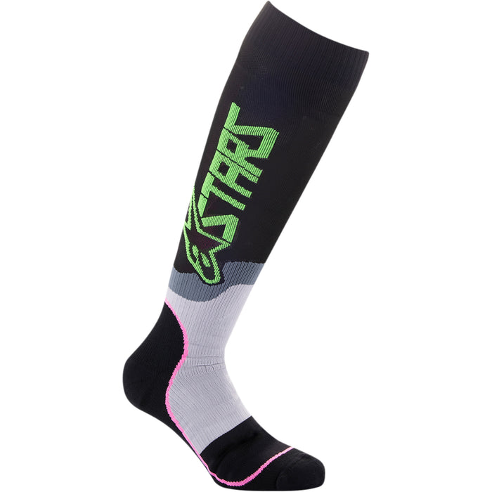 ALPINESTARS MX Plus-2 Socks Black/Green/Neon/Pink - Fluorescent