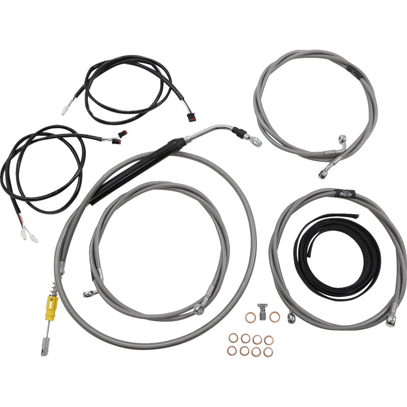 LA Choppers Complete Plug-And-Play Cable Kit 15" 17" Handlebars ABS Stainless - LA-8056KT3-16 For Harley Touring 2021-2022