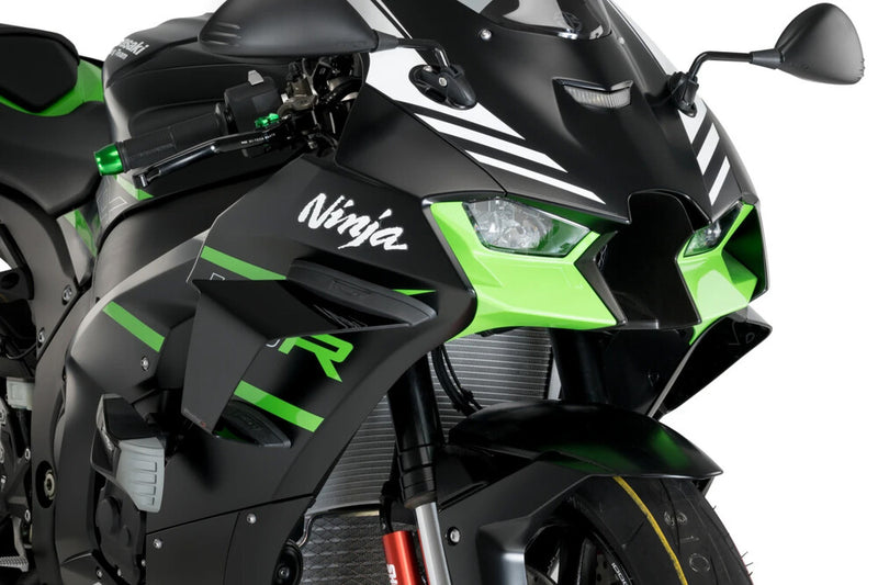 Puig Hi-Tech Parts Race Side Spoilers Black - 20543N Kawasaki Ninja 2021-2025