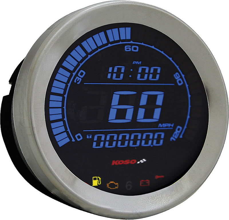 Koso North America HD-02 Series Gauge Kit Silver Bezel OIL Temp - BA050905 For Harley Touring 2004-2013