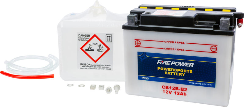 Fire Power Battery W Acid 12V Heavy Duty - CB12B-B2 Yamaha Big Wheel 350 1987-1988