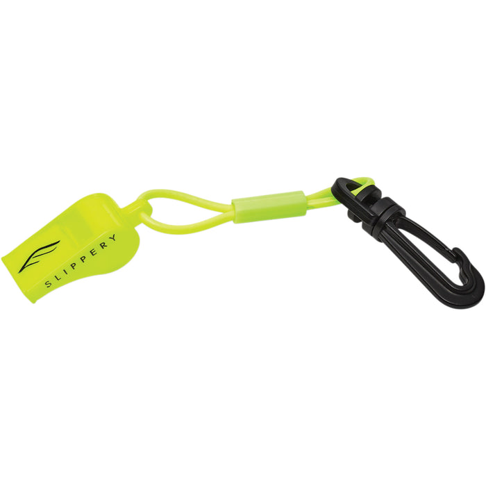 SLIPPERY 4850-0080 Whistle with Clip Whistle with Black Snap Hook - Neon Yellow