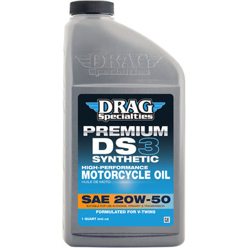DRAG SPECIALTIES OIL 3601-0775 DS3 Premium Full Synthetic 20W-50 Motorcycle Oil DS3 Synthetic Engine Oil - 20W-50 - 1 U.S. quart