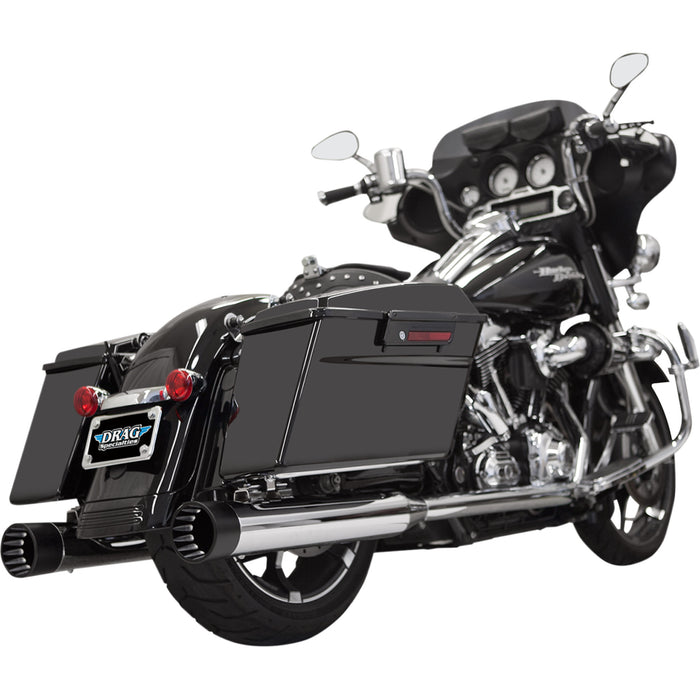 BASSANI XHAUST 1801-0768 1F7DNT5 DNT Straight Can Slip-On Mufflers - DNT Straight Can Mufflers for '95-'16 FL - Chrome/Black